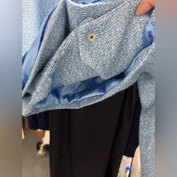 Bronx & Banco Blair Blue Tweed Silver Sequin Embellished Mini HighRise Shorts XS - Picture 10 of 16